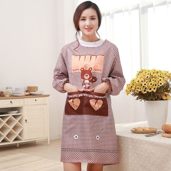 

korean coverall kitchen long sleeve cartoon anti oil apron