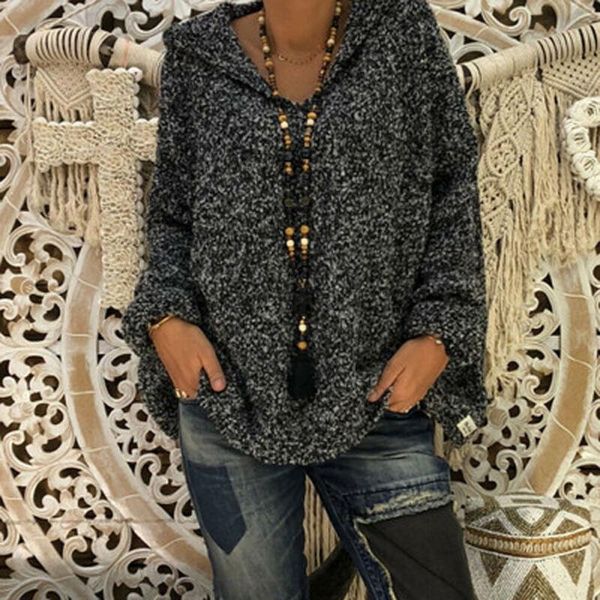 

women's hoodies & sweatshirts gray thick sweatershirt women winter fuzzy fluffy coat fleece fur jacket outerwear hoody solid color, Black