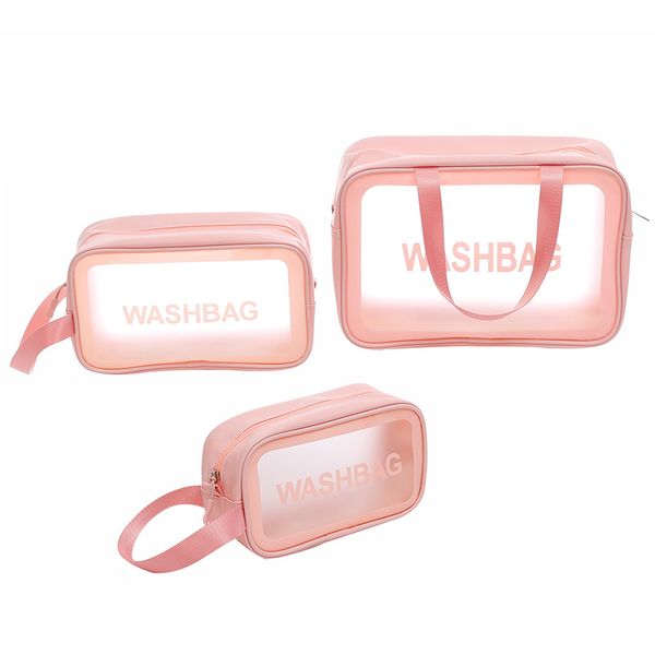 

waterproof cosmetic bags transparent visible large capacity make-up bag black white pink 3colors s m l 3sizes