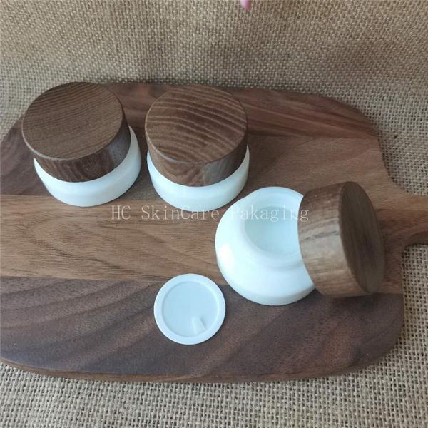 

storage bottles & jars with lid for cosmetics 15g 50g white porcelain glass jar dark wood bamboo eco friendly cosmetic containers