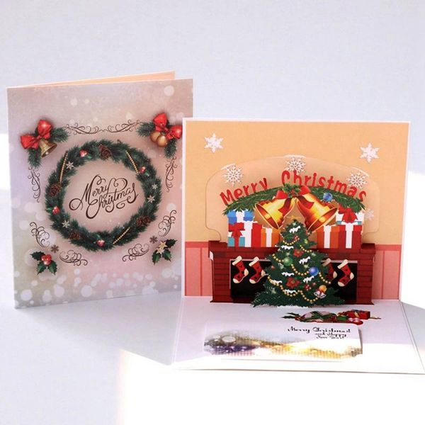 

greeting cards christmas three-dimensional card tree 3d paper sculpture blessing small postcard gift