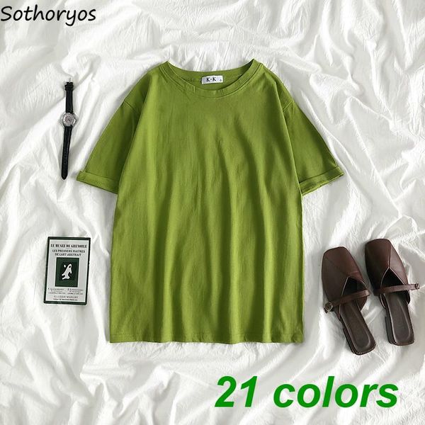 

women's t-shirt t-shirts women cotton comfortable multi-color basic korean loose leisure bf fashion simple all-match girls harajuku ul, White