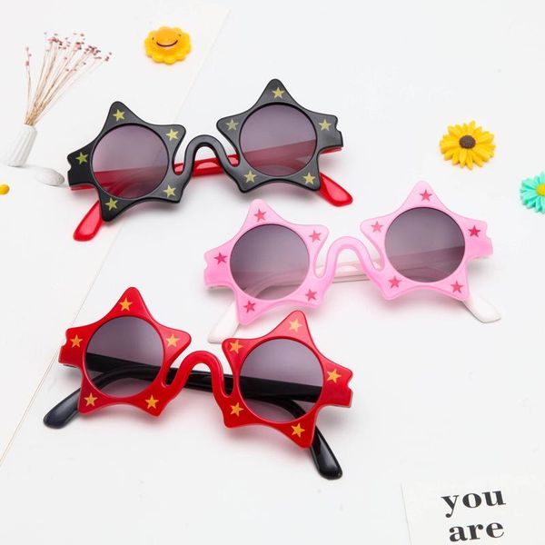 

sunglasses black pink red five-pointed star children girls boys baby lovely color kids sun glasses cute blue shades trends 2021