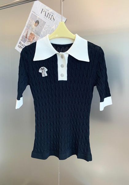 

women's polos 2021 women fashion short-sleeved casual color contrast shirt 0521, White