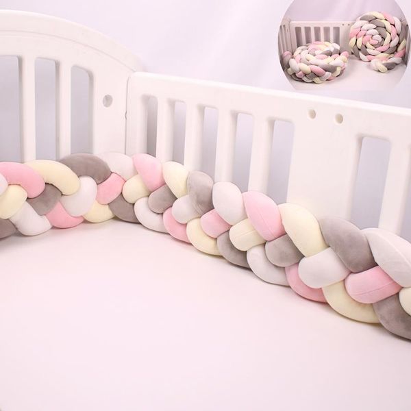 

bedding sets 2.2m/3m 4 knotted crib bumpers nursery decor for babies cot bumper bed barriers baby room pillow protector
