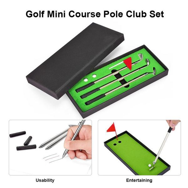 

golf training aids mini pole pen set ball putting green flag metal clubs ballpoint gift