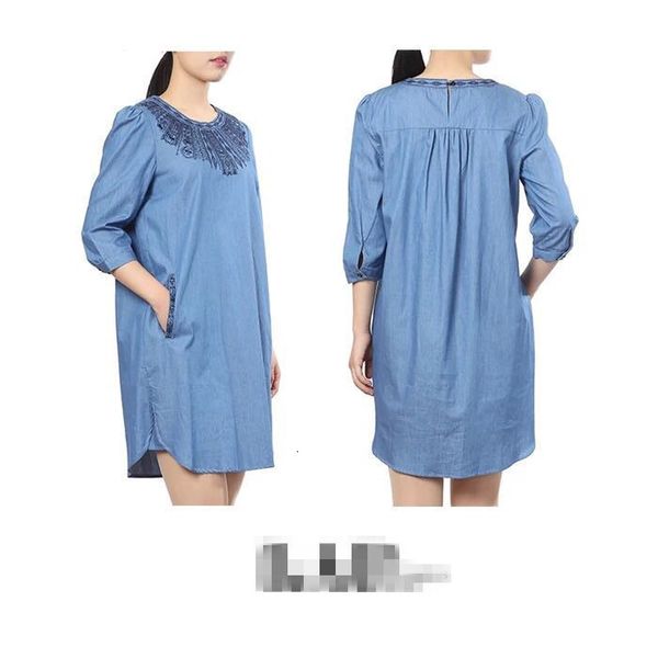 

dress buy it now korean original d summer quality shi shang women's skirt 7 / 4 sleeve round neck embroidered 095, White;black