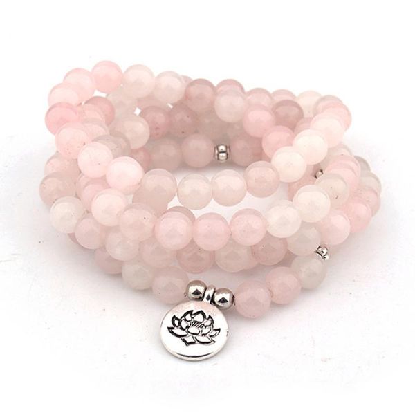 

beaded, strands 108 mala beads bracelet natural stone chakra wristband charm jewelry for women men yoga necklace, Black