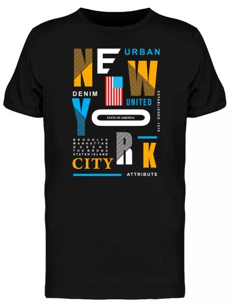 

new york typography usa urban men's tee -image by shutterstock, White;black