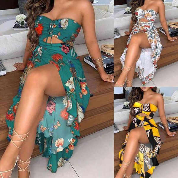 

bohemian sleeveless tube women dress full skirt printing suit vestido de mujer summer, Black;gray