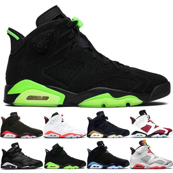 

6s basketball shoes mens trainers 6 dmp carmine hare unc triple black infrared electric green sport athletic sneakers size 7-13, White;red