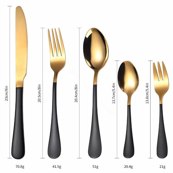 

full tableware set stainless steel cutlery western 5 piece spoon fork knife black dinnerware drop sets