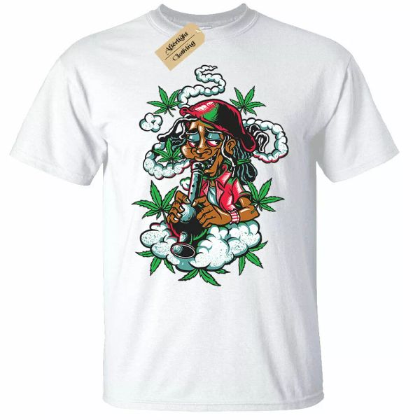 

jamaican shirt mens rasta weed smoke bong high, White;black
