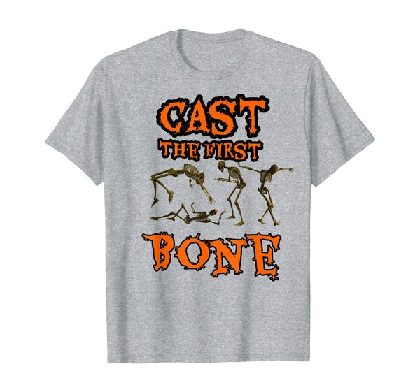 

cast the first bone skeleton t-shirt, White;black