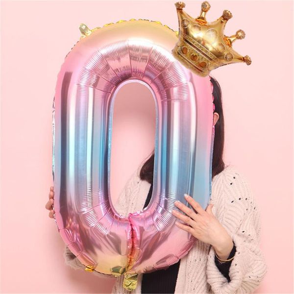 

party decoration crown number foil balloons ballon happy birthday 32 inch