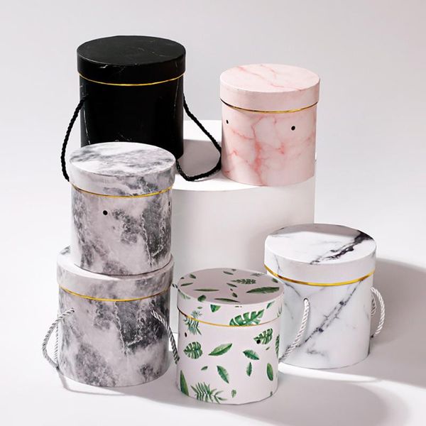 

bouquet bag round floral flower packaging box wedding bucket gift storage paper florist vase with lid lanyard wrap