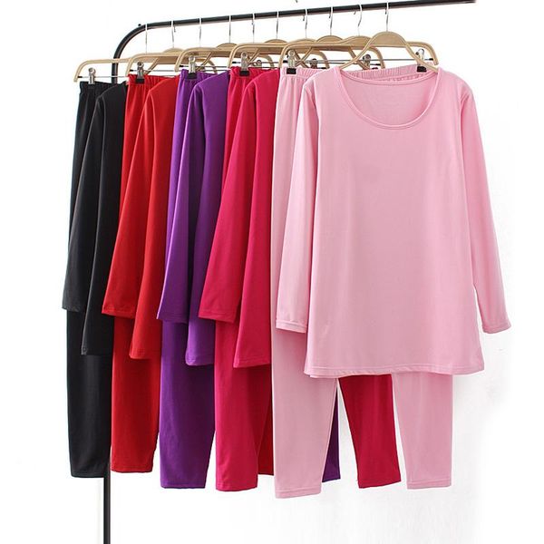 

plus size tracksuits pajamas women 200 kg autumn and winter bottoming shirt leggings velvet thick stretch thermal underwear set, Black