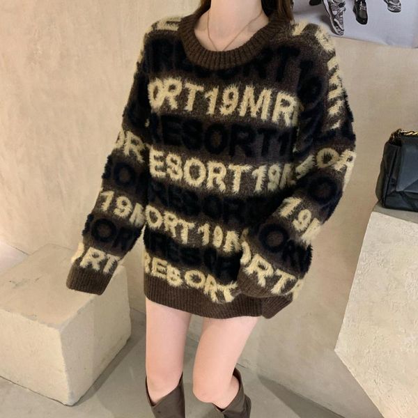 

women's sweaters 2021 loose clothing winter style slim thick sweater korean lazy wind pullover elegant jersey, White;black