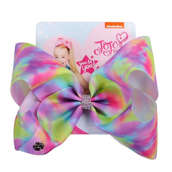 81 Stile, 20,3 cm, Jojo Siwa Haarschleife, Haarspange mit Clips, Papierkarte, Mädchen-Druck, Haarnadel, riesiges Regenbogen-Strass-Haar