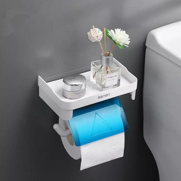 

toilet paper holders abs holder storage rack wall mounted bathroom kitchen roll self-adhesive shelf tissue accessories