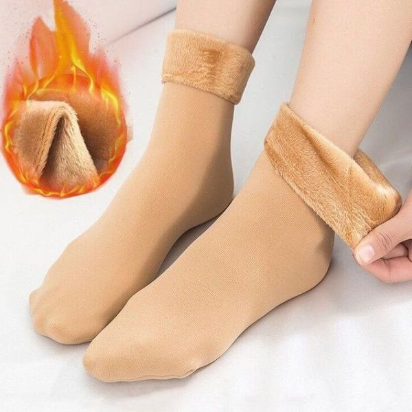

sports socks women thicken winter warm thermal wool cashmere snow boots floor sleeping for outdoor camping, Black