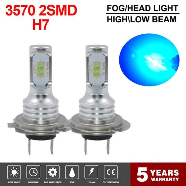 

car headlights 2pcs super bright h7 led 8000k ice blue headlight bulbs kit high low beam 80w 8000lm fog lamp