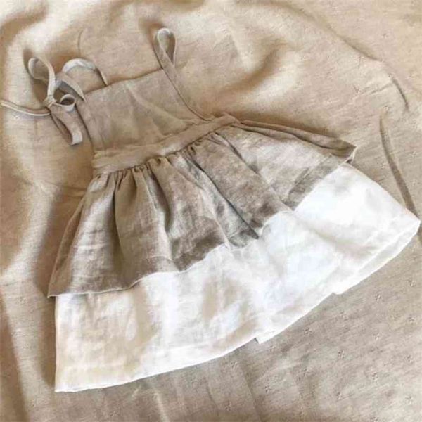 

cotton summer baby girls dresses european toddler girl dress linen vintage clothes fashion brand kids 210521, Red;yellow