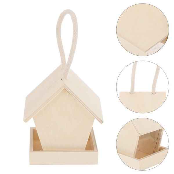 

outdoor garden wooden bird house feeder hanging automatic wild cages