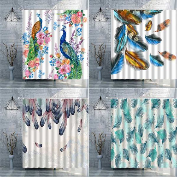 

shower curtains peacocks courtyard garden decoration background home bathroom polyester waterproof screens with hooks washable