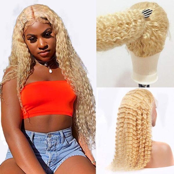 

human hair lace front wigs brazilian pre plucked wig for black women 28inch supper long deep natural wave blond color hair1, Black;brown