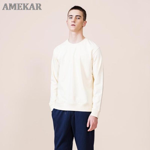 

spring hoodies men casual minimalist sweatshirt o-neck embroidery logo plus size basic pullover men's & sweatshirts, Black