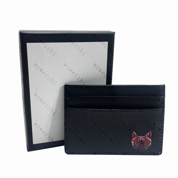

fashion card holder men women business card genuine leather coffee snake tiger bee fox credit card id holder ultra slim wallet packet bag 8, Brown;gray