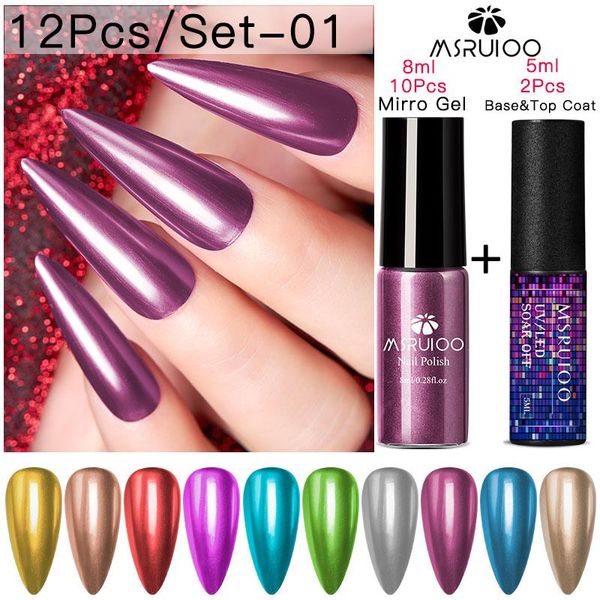 

nail art kits msruioo 4/6/10pcs/set metallic mirror polish silver 8ml transparent shining holographic gel nails lacquer