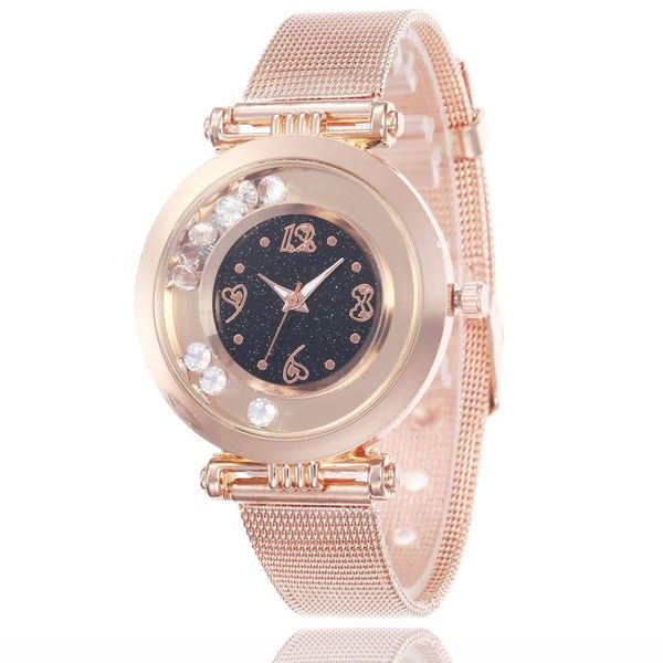 

wristwatches shopee fashion ins style personalized net belt women's watch digital diamond wristwatch, Slivery;brown
