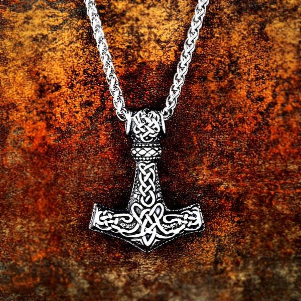 

pendants beier store 316l stainless steel viking pendant necklace nordic amulet hammer jewelry llbp8-385p, Black