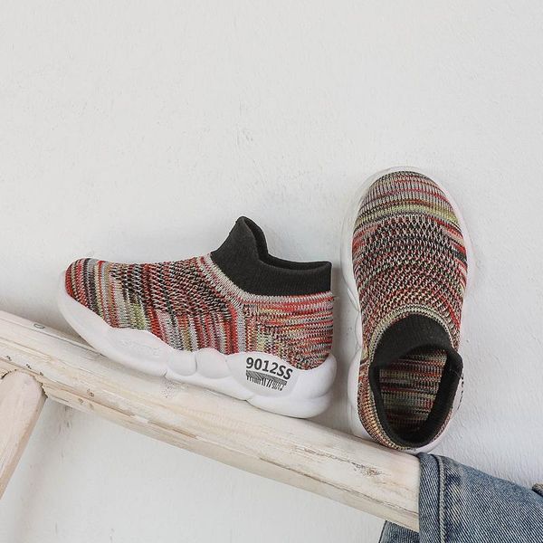 

sneakers fashion children casual shoes baby for boys girls teenagers walking tennis breathable anti-slip shoe soft soled, Black;red