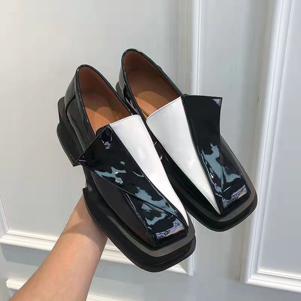 

france luxury dress shoes high-quality woman platform casual shoes r lf flat heel black and white splicing sneakers shoe