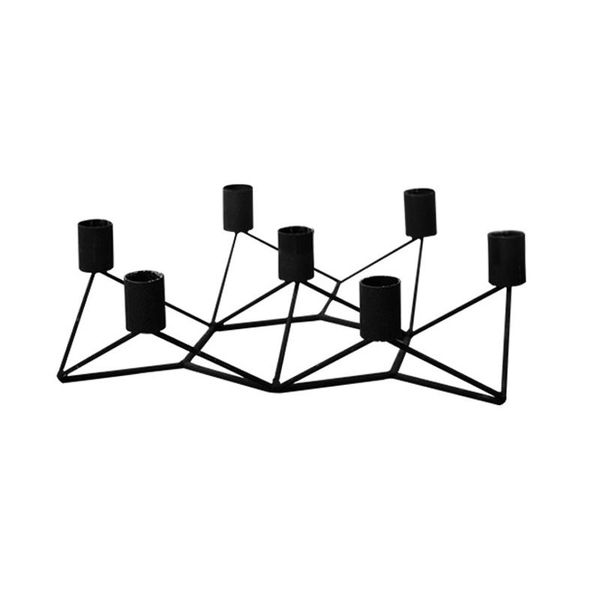 

-black metal 7 arm candlestick holder set modern home decoration for taper candles romantic wedding creative geometry candle holders