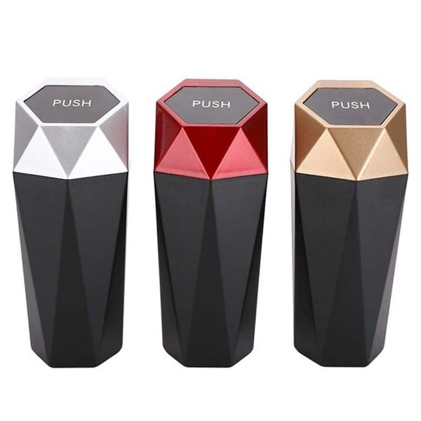 

car trash can, can with lid, diamond design, leak-proof mini organizer