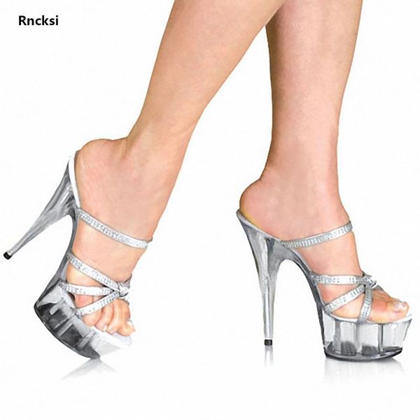 

rncksi 15cm design super high slippers women's slides, Black