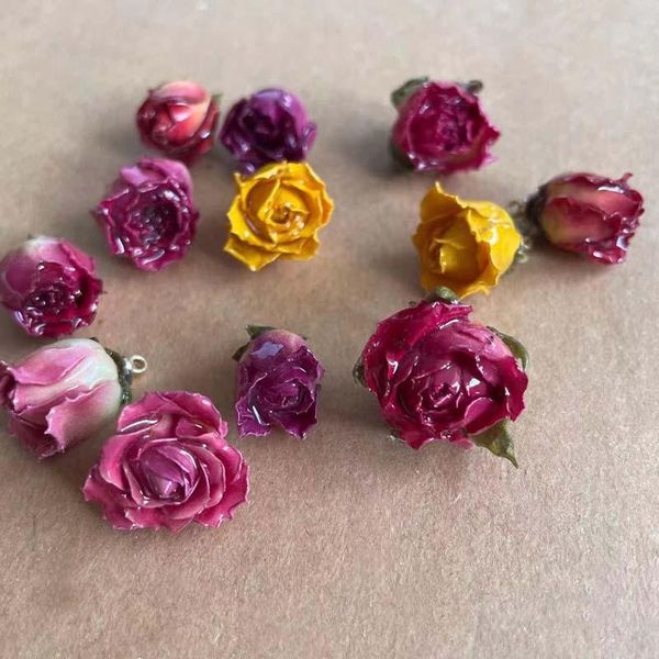 

decorative flowers & wreaths 4pcs / drop glue dry rose with ring,real dried natural roses eternelle,diy gelatinous for resin jewellery acces