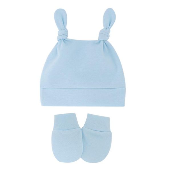

caps & hats 0-6 months born baby hat and anti scratching gloves boys girls autumn winter soft warm knotted cap infant toddler mittens, Yellow