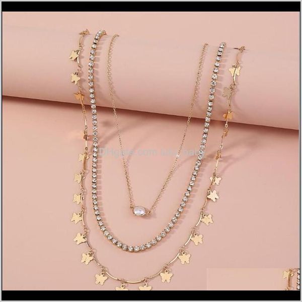 

necklaces & pendants jewelryfashion mtilayer europe small butterlfy rhinestone necklace for women jewelry gifts aessories chains drop delive, Silver