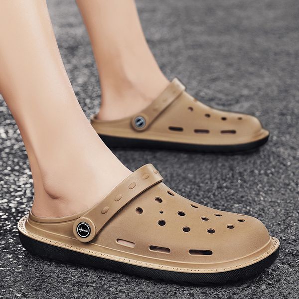 

2021 new rubber men's sandals super soft slippers casual korean fashion dongdong shoes travel latex beach shoes, Black