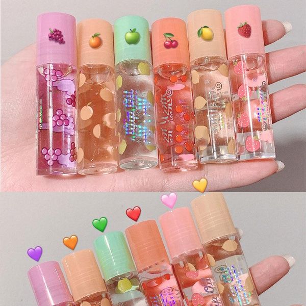

lip gloss 6 colors roll-on fruit oil moisturizing mirror transparent long lasting hydrating cosmetics