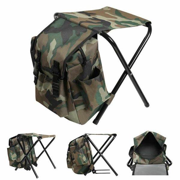 

multi-function portable folding chair camouflage backpack camping fishing stool outdoor asd88 accessories