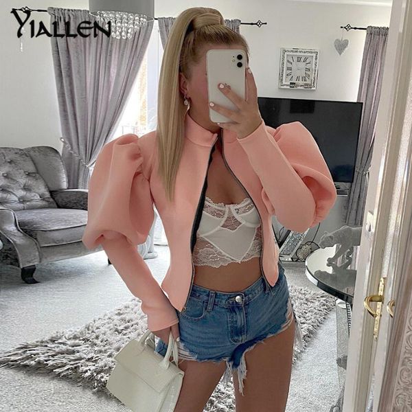 

women's jackets yiallen autumn casual elegant puff sleeve zipper slim jacket women skinny wild office lady coat y2k high street clothin, Black;brown