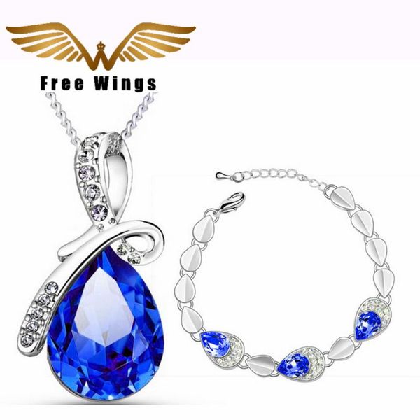 

earrings & necklace austrian crystal bracelet set african beads jewelry silver color parure bijoux femme jewellery