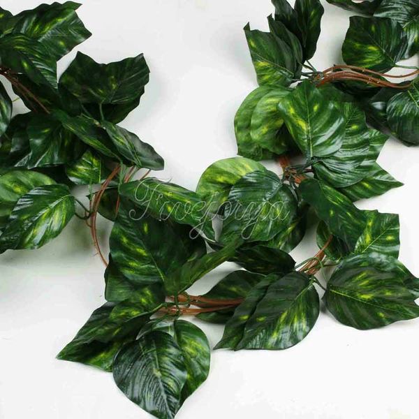 

10pcs artificial vine big leaf rhodea ivy vine garland plants fake plants flowers wedding home decor 7.5 feet artificial ivy