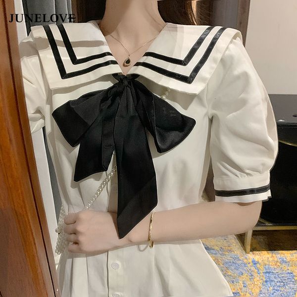 

women sailor collar patchwork female kawaii ulzzang students summer mujer de moda all-match sweet hipster ropa fashion 210517, Black;gray